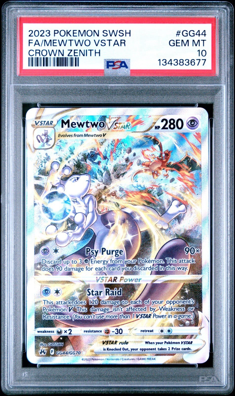 PSA 10 Mewtwo VSTAR TCG Crown Zenith: Galarian Gallery GG44/GG70