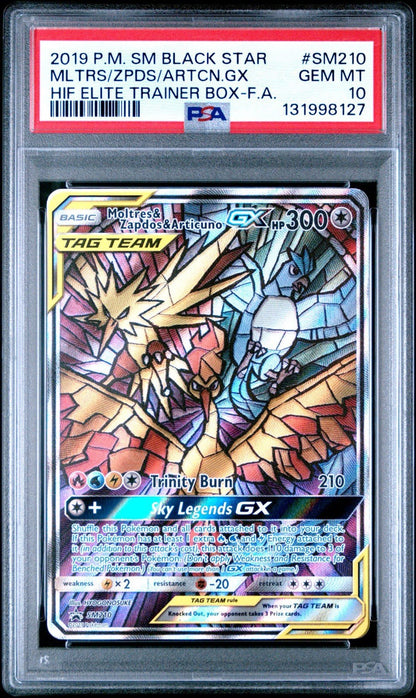 PSA 10 - Moltres & Zapdos & Articuno GX SM210 - Hidden Fates - Pokemon