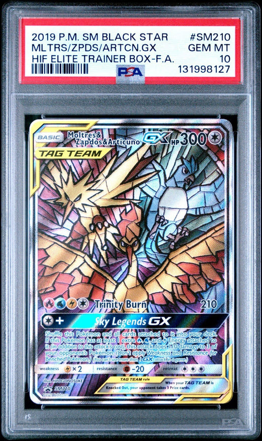 PSA 10 - Moltres & Zapdos & Articuno GX SM210 - Hidden Fates - Pokemon