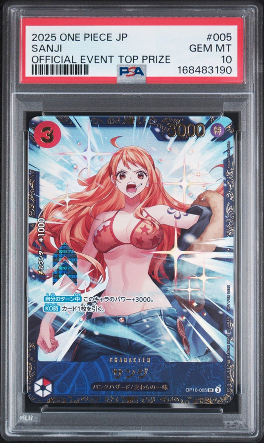 PSA 10 One Piece Card Game Sanji OP10-005 Official Event Promo Prize Foil JP