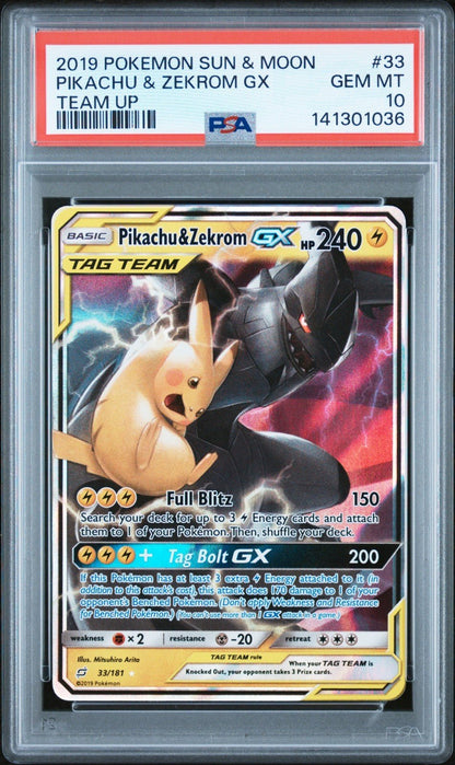 PSA 10 Pikachu & Zekrom GX 33/181 Team Up Pokemon