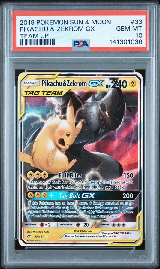 PSA 10 Pikachu & Zekrom GX 33/181 Team Up Pokemon