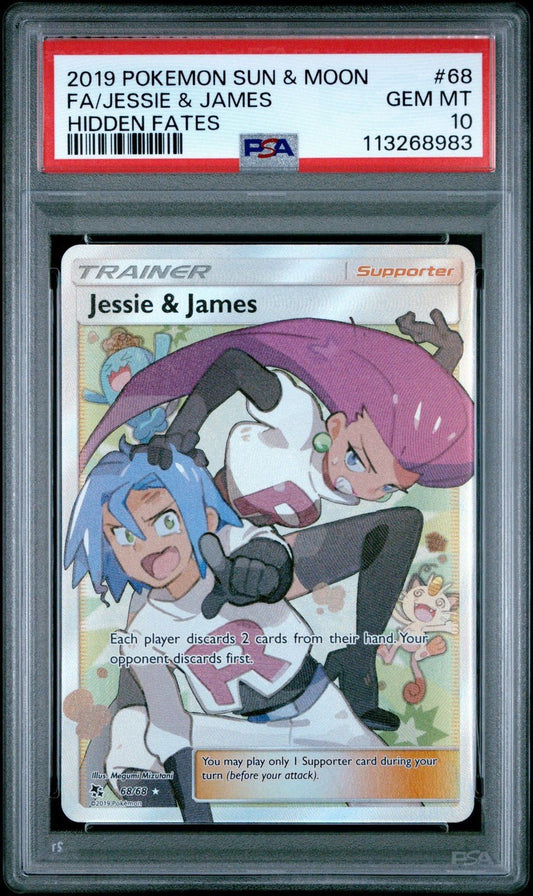 PSA 10 Pokemon Jessie & James (Full Art) 68/68 Hidden Fates Holo