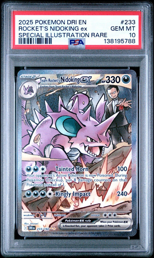 PSA 10 Team Rocket's Nidoking ex 233/182 Sv10: Destined Rivals Holo