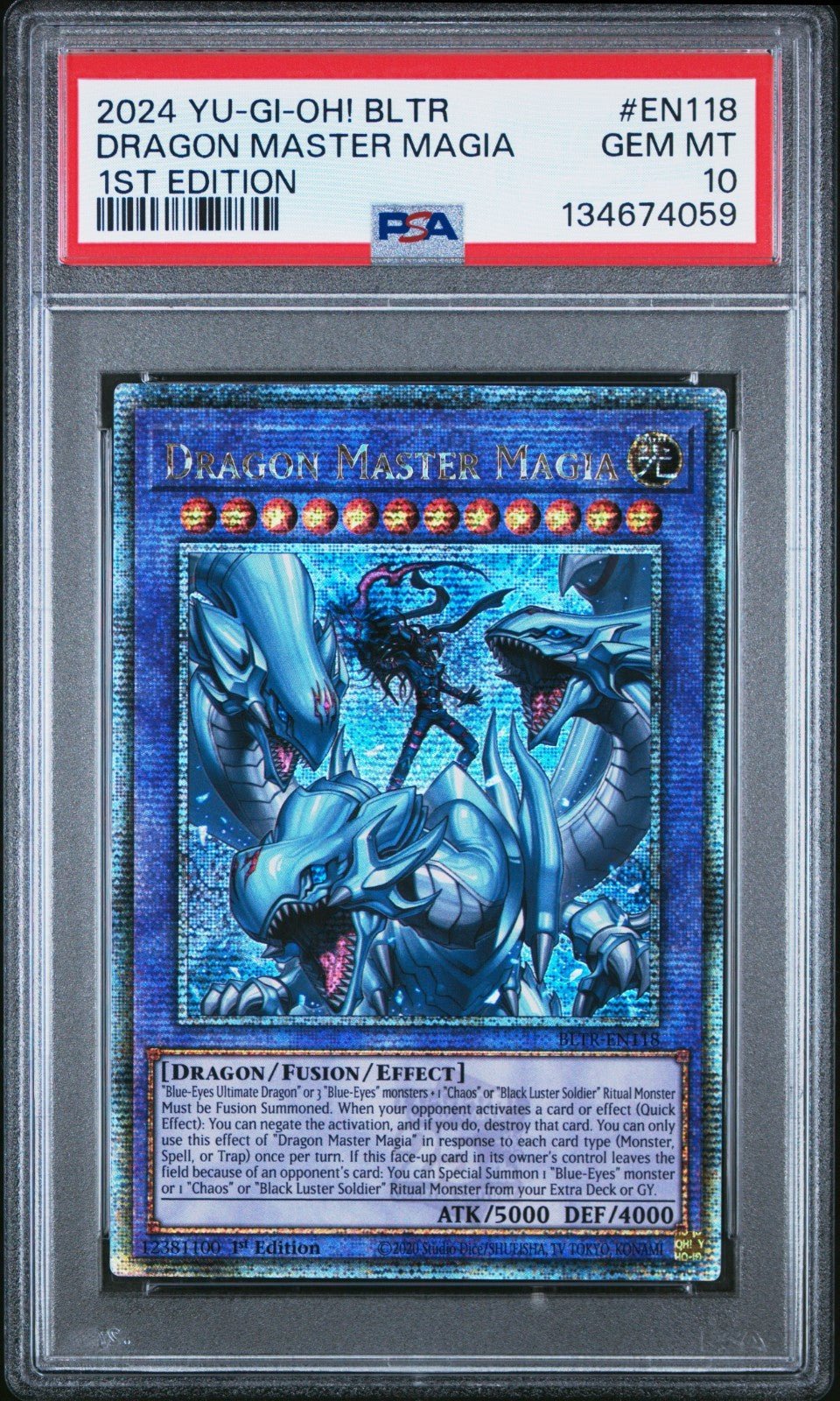 PSA 2024 Yu - Gi - Oh! BLTR Dragon Master Magia 1st Edition EN118 Gem Mt 10