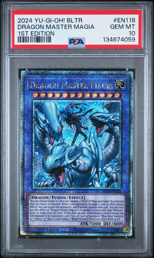 PSA 2024 Yu - Gi - Oh! BLTR Dragon Master Magia 1st Edition EN118 Gem Mt 10