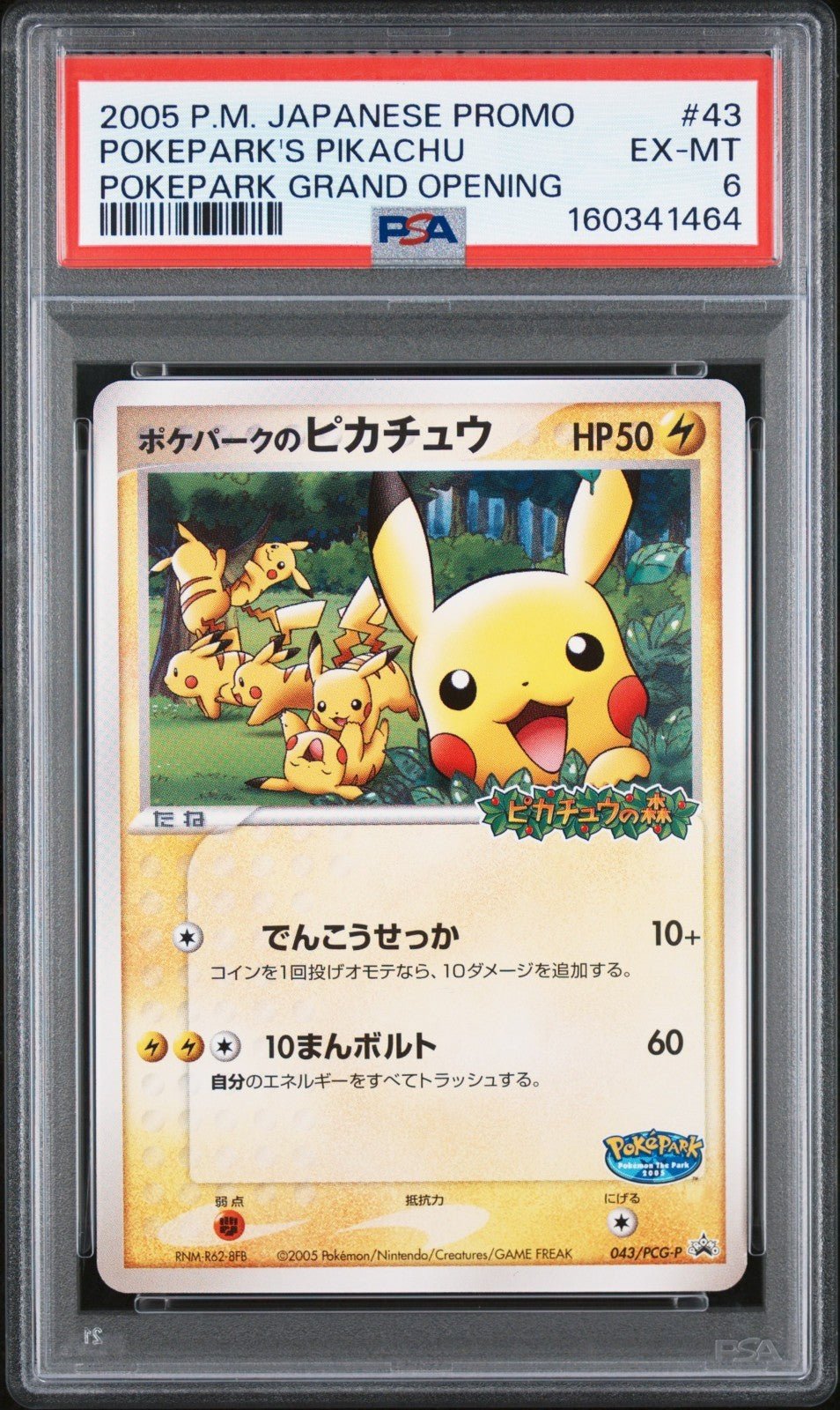 PSA 6 Pokemon PokePark's Pikachu 043/PCG-P Japanese Promo 2005
