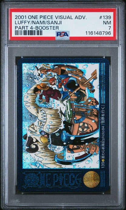 PSA 7 Luffy Nami Sanji Foil One Piece Visual Adventure 139 Bandai Carddass 2001