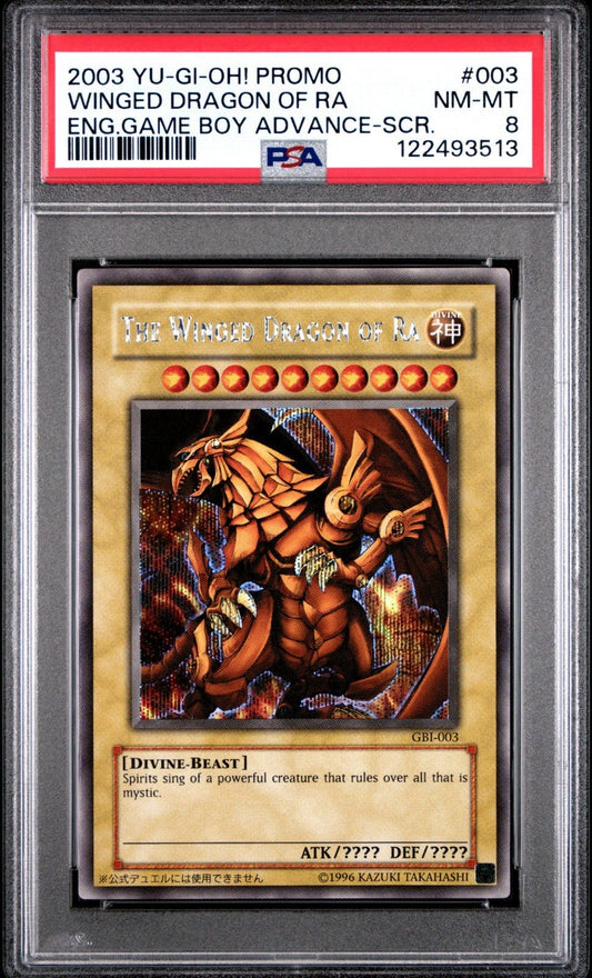 PSA 8 2003 Winged Dragon of Ra GBI-003 Secret Rare GB Promo YuGiOh English Holo