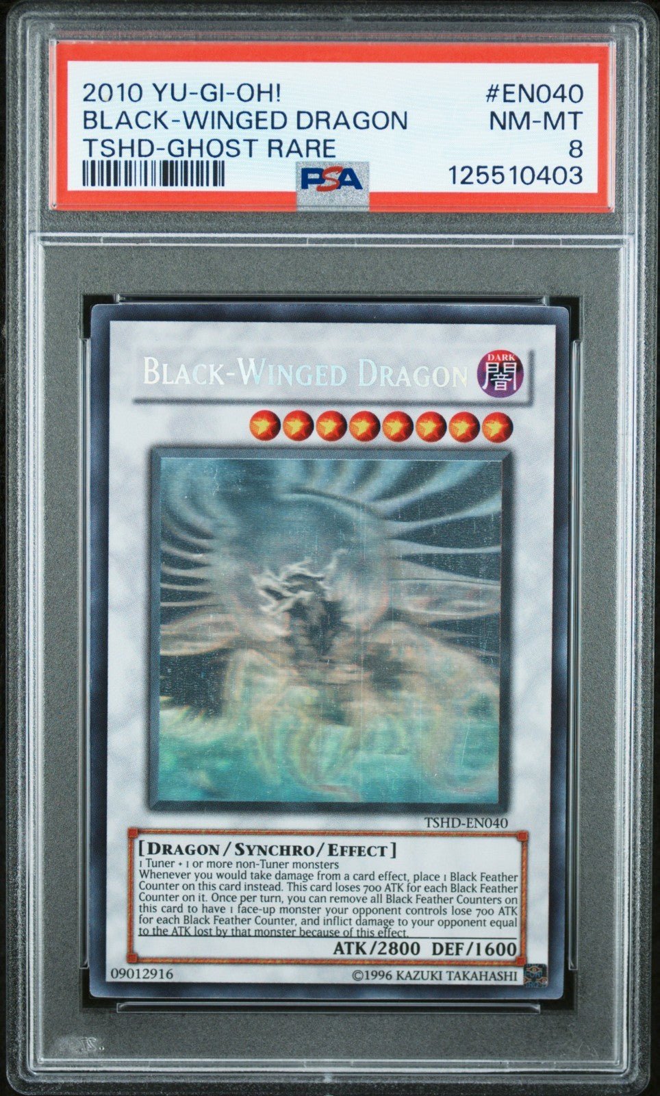 PSA 8 Black - Winged Dragon TSHD - EN040 Ghost Rare YuGiOh