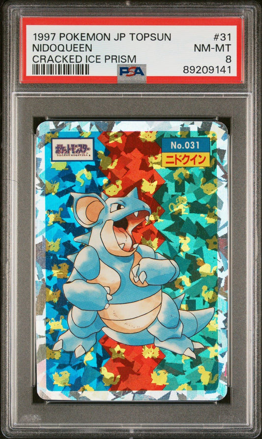PSA 8 Pokemon Card Japanese Topsun Nidoqueen 31 Holo 1997 Cracked Ice Prism