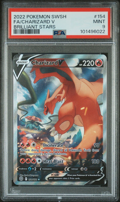 PSA 9 2022 Pokemon Charizard V Full Alt Art 154/172 Brilliant Stars Ultra Rare