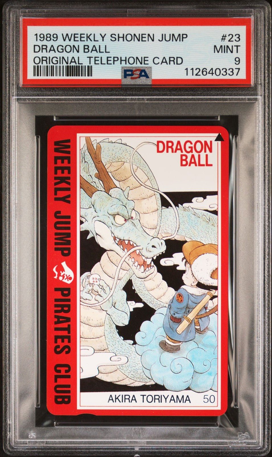 PSA 9 - Goku & Shenron Dragon Ball Phone Card Weekly Jump Pirates Club 23