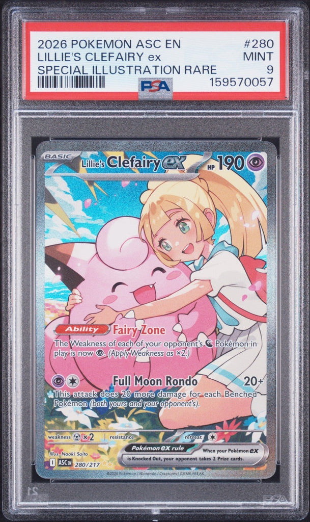 PSA 9 LILLIE'S CLEFAIRY EX 280/217 SIR ASCENDED HEROES POKEMON