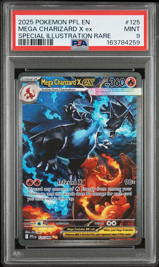 PSA 9 Mega Charizard X ex 125/094 Special Illustration Rare Pokemon PFL EN