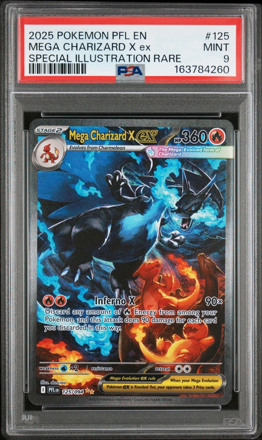 PSA 9 Mega Charizard X ex 125/094 Special Illustration Rare Pokemon PFL EN