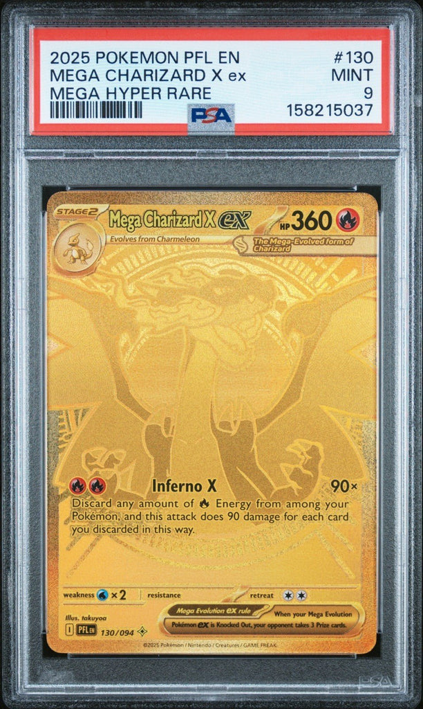 PSA 9 Mega Charizard X ex 130/094 Me02 Phantasmal Flames Mega Hyper Rare EN 2
