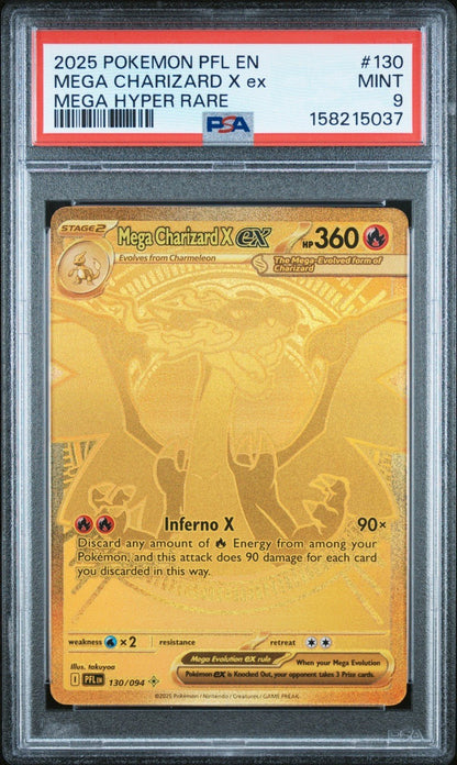 PSA 9 Mega Charizard X ex 130/094 Me02 Phantasmal Flames Mega Hyper Rare EN 2