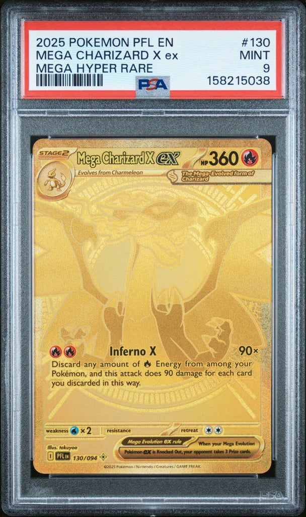 PSA 9 Mega Charizard X ex 130/094 Me02 Phantasmal Flames Mega Hyper Rare EN