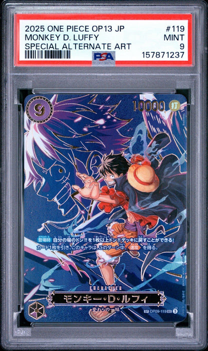 PSA 9 Monkey D. Luffy OP09-119 SEC SP Alt Art One Piece Card 2025 Japanese
