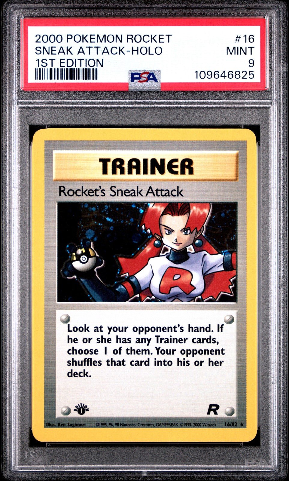 PSA 9 Rocket's Sneak Attack 16/82 Holo 1st Edition 2000 Pokemon Team Rocket