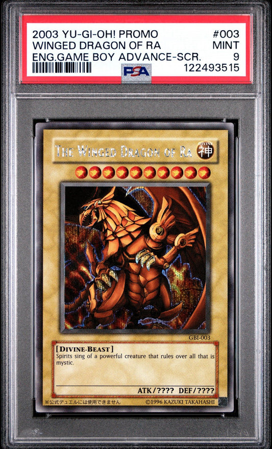 PSA 9 Winged Dragon of Ra GBI - 003 Secret Rare Promo YuGiOh English Holo