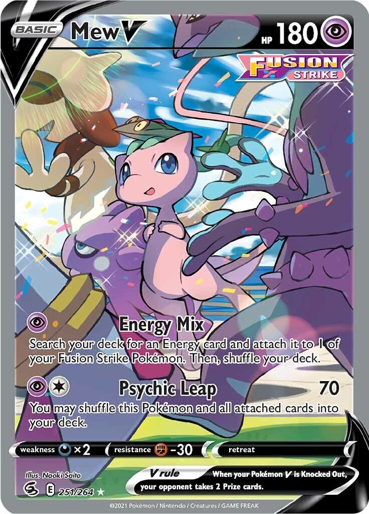 Pokemon TAG 10 Mew V (Alternate Full Art) 251/264 Swsh08: Fusion Strike Holo