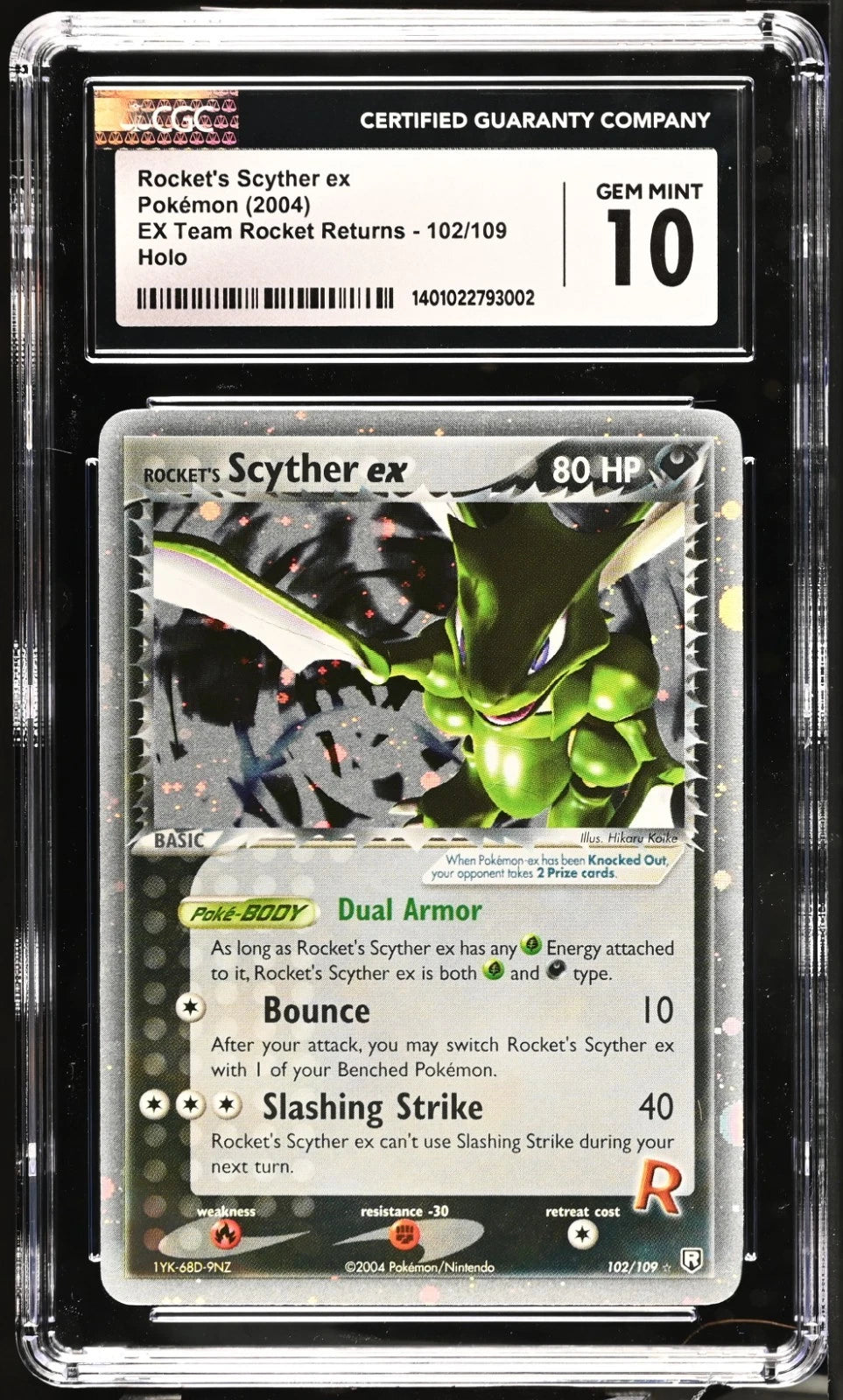 Pokemon Rocket's Scyther ex EX Team Rocket Returns 102/109 Holo CGC 10