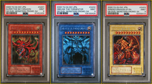 2000 YuGiOh Egyptian God Set G4-01 G4-02 G4-03 Slifer Obelisk Ra Promo PSA 9