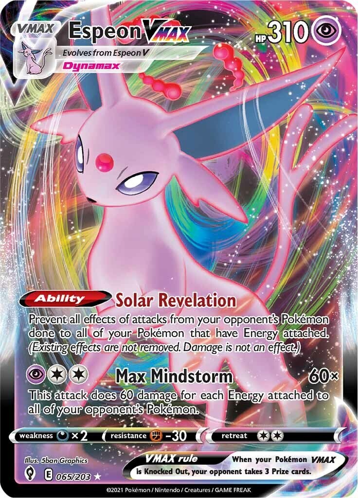 Pokemon Espeon VMAX 065/203 SWSH07: Evolving Skies Holo