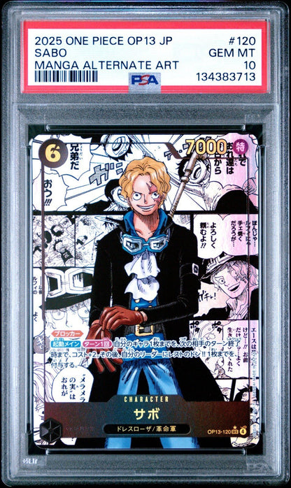 Sabo 120 Manga Alternate Art One Piece Japanese PSA 10 OP13 Carry On His Will
