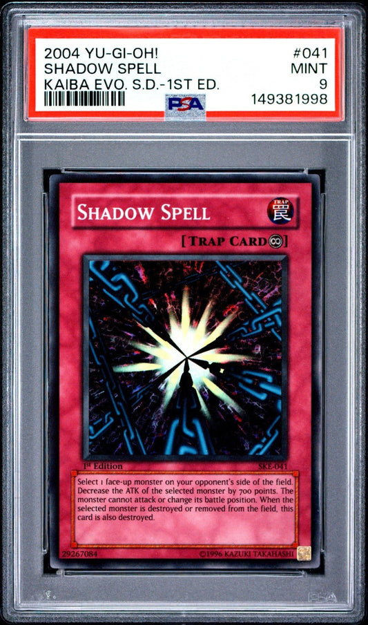 Shadow Spell PSA 9 SKE-041 Super Rare 1st Edition Yugioh Kaiba Evolution