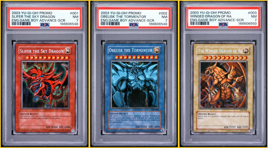 Slifer Obelisk Dragon Ra GBI-001 002 003 Set Game Boy Secret Rare Yugioh PSA 7