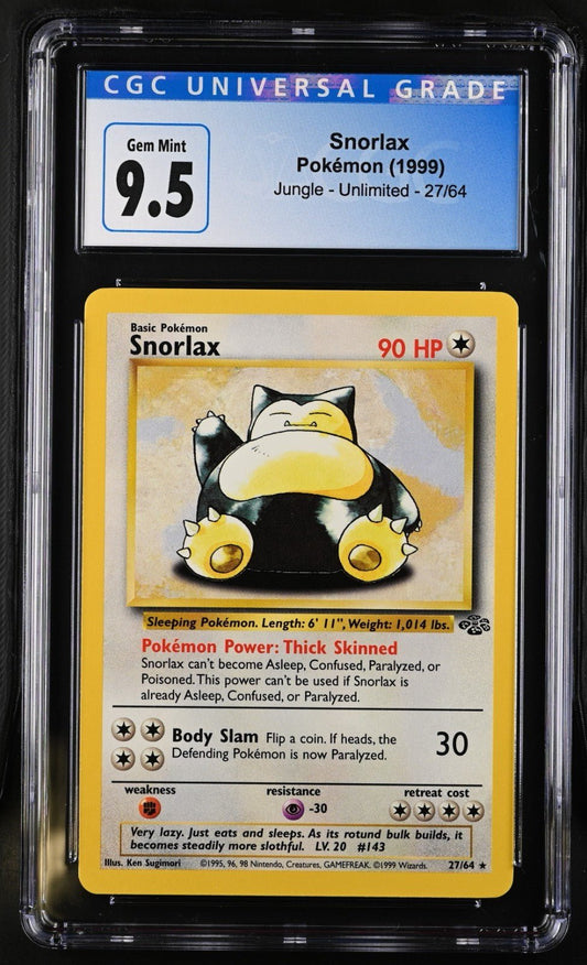Snorlax 27/64 Pokemon Jungle CGC 9.5 Black Label 10