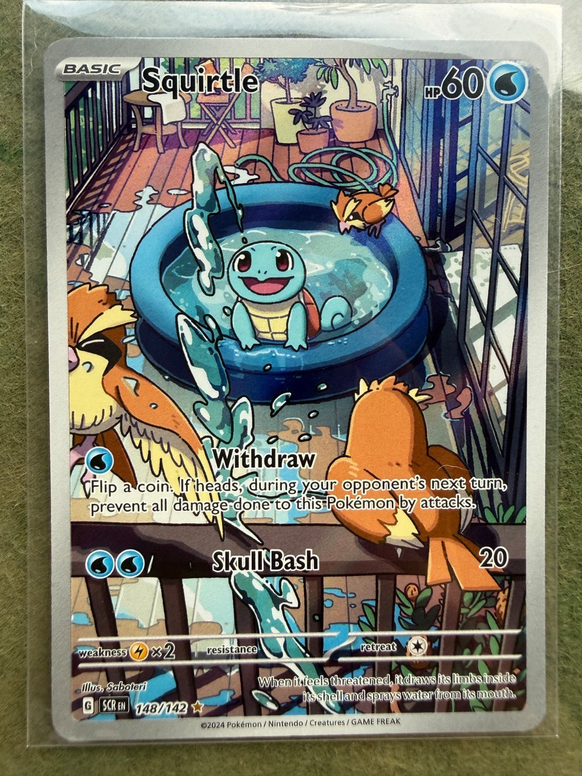 Squirtle 148/142 NM - Stellar Crown Illustration Rare Holo Pokémon