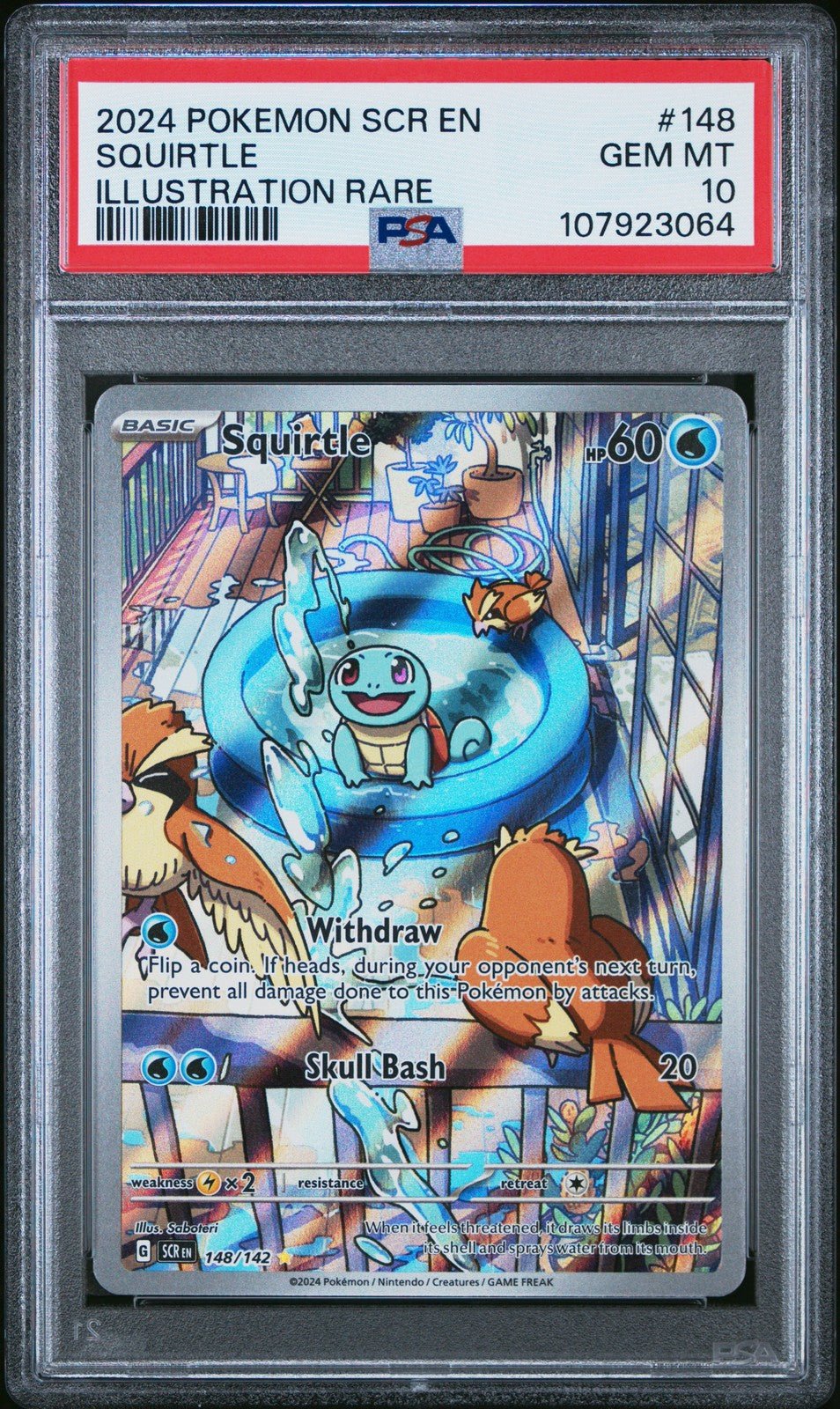 Squirtle 148/142 Pokemon Stellar Crown Illustration Rare PSA 10