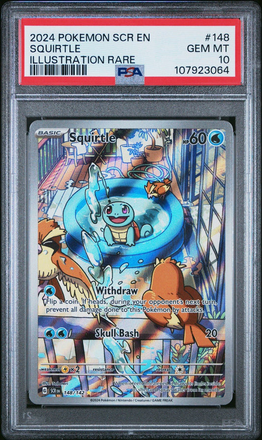 Squirtle 148/142 Pokemon Stellar Crown Illustration Rare PSA 10
