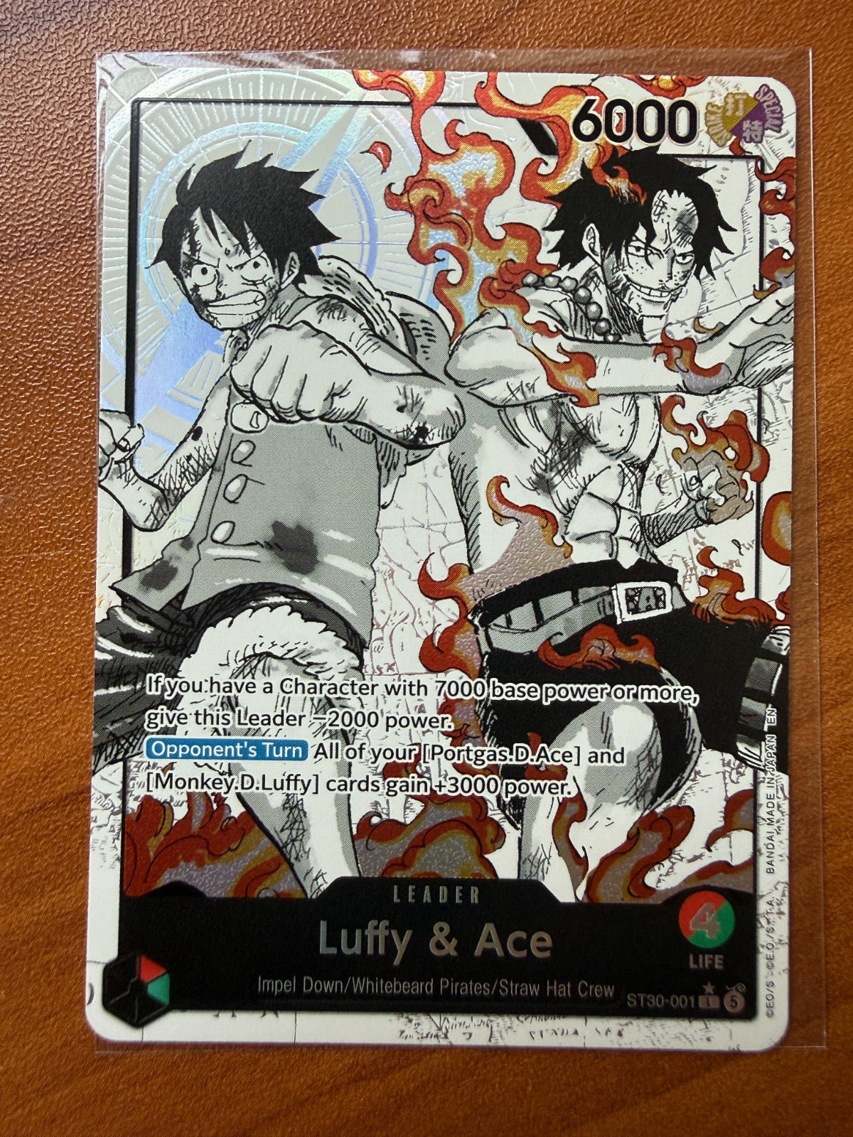 ST30-001 -Luffy & Ace Leader Alternate Art (Parallel) ENGLISH Full Art 6000 NM