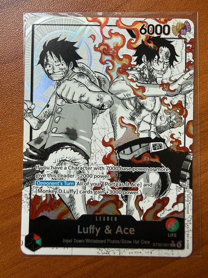 ST30-001 -Luffy & Ace Leader Alternate Art (Parallel) ENGLISH Full Art 6000 NM