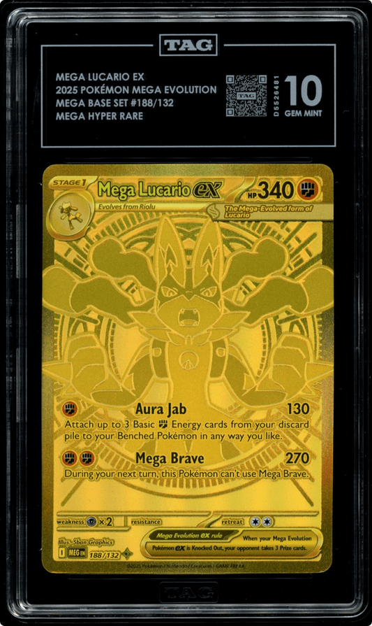 TAG 10 2025 POKeMON MEGA EVOLUTION 188/132 BASE SET LUCARIO EX