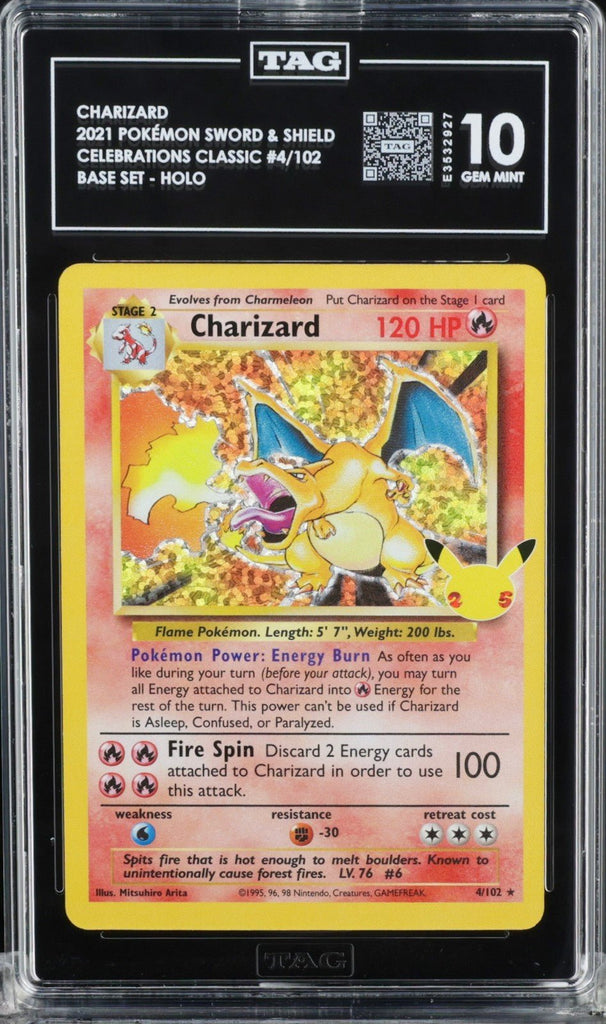 TAG 10 Charizard 4/102 Pokemon Celebrations Classic Collection Sword Shield