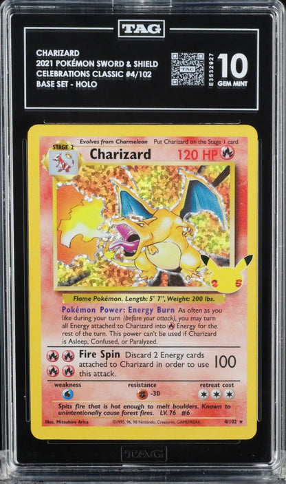 TAG 10 Charizard 4/102 Pokemon Celebrations Classic Collection Sword Shield