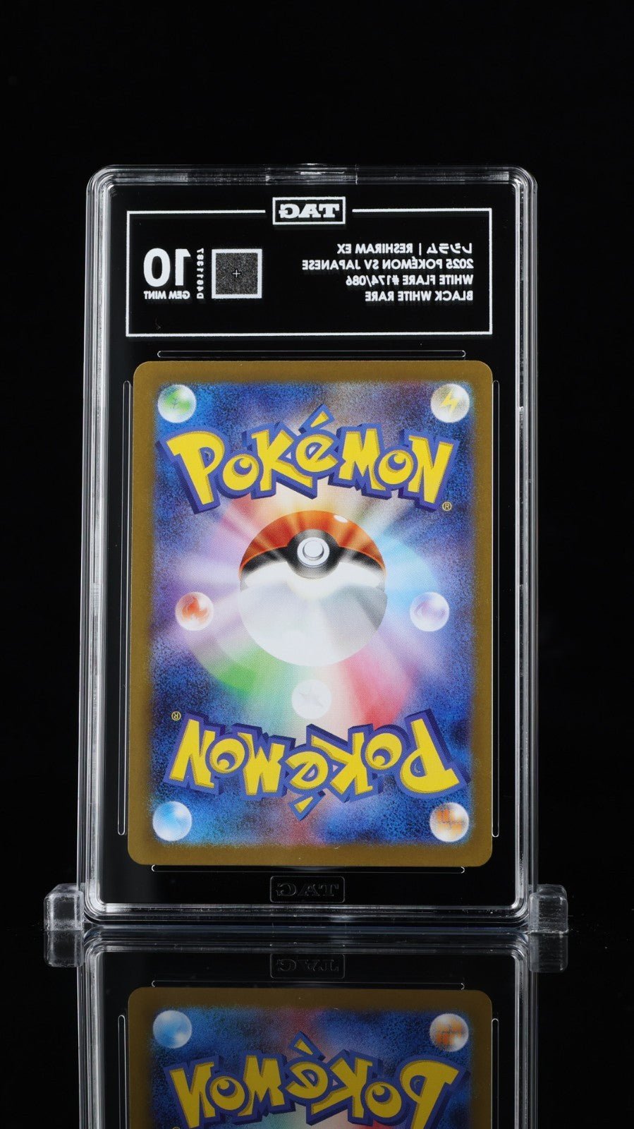 TAG 10 GEM MINT JAPANESE POKEMON 2025 RESHIRAM ex 174/086 White SV11W