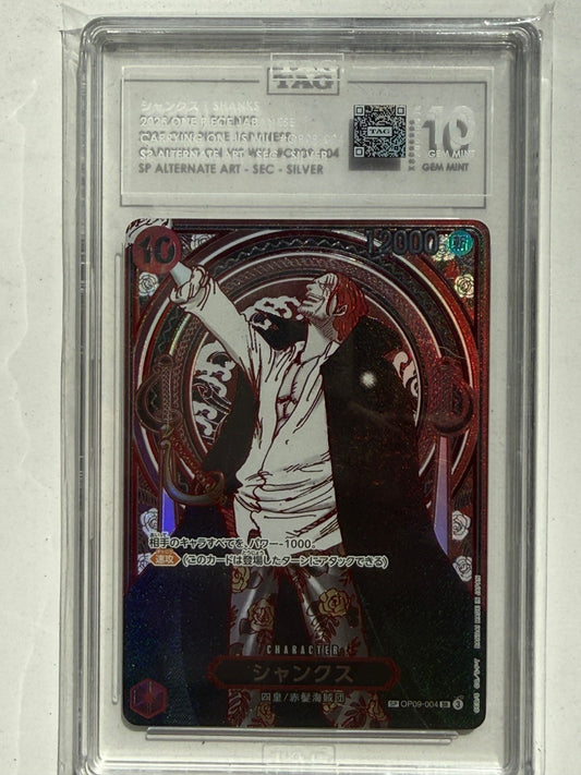 TAG 10 Shanks Silver OP09 - 004 SP Alt Art SR Carrying on His Will One Piece Japan