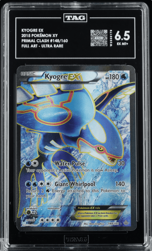 TAG 6.5 Kyogre EX 148/160 Full Art Rare 2015 XY Primal Clash Pokemon