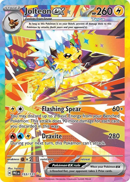 TAG 9 Pokemon Jolteon ex 153/131 Prismatic Evolutions Holo