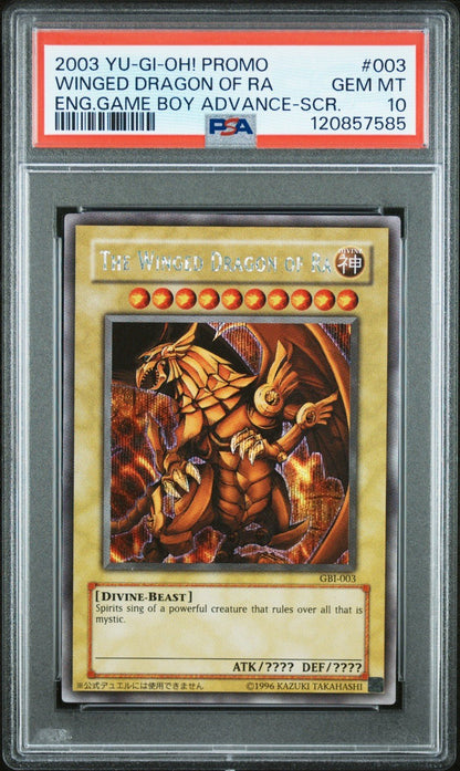 The Winged Dragon of Ra PSA 10 Secret Rare English GBI 003 YuGiOh