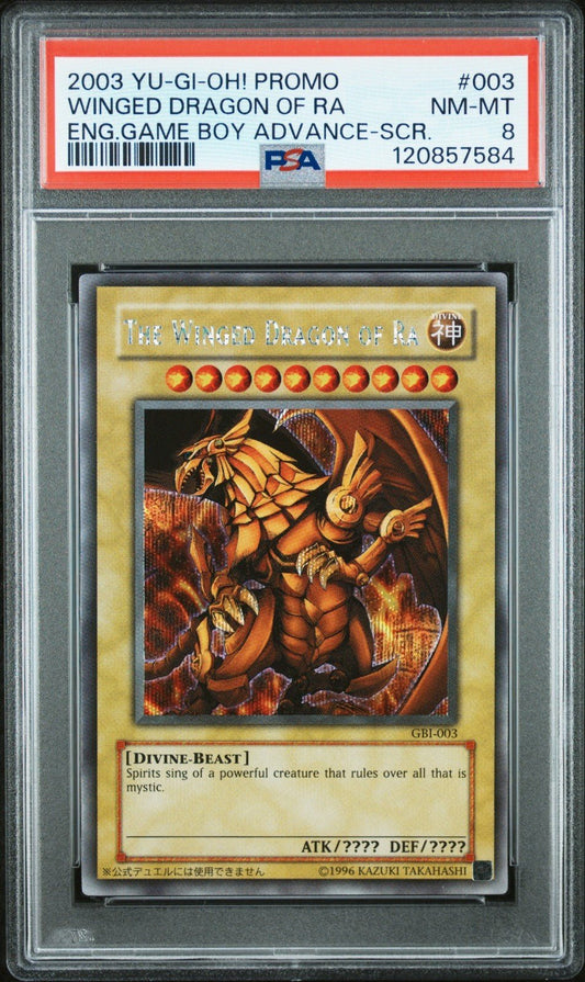 The Winged Dragon of Ra PSA 8 Secret Rare English GBI 003 YuGiOh