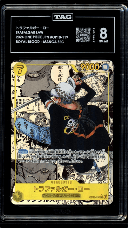 Trafalgar Law OP10 - 119 Royal Blood Manga SEC One Piece CCG Namco 2024 TAG 8