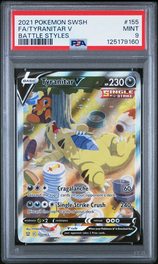 Tyranitar V Sword & Shield Battle Styles Full Art 155/163 Mint PSA 9